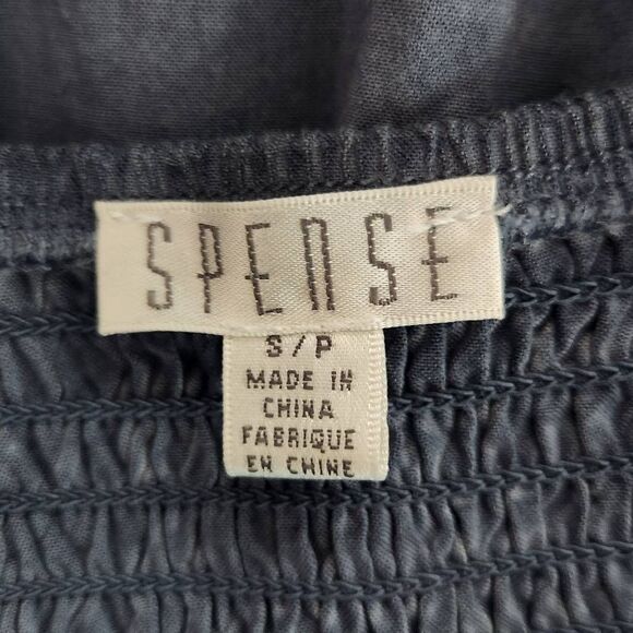 Spense Blue Dyed Peasant Blouse with Smocked Detail and 3/4 Sleeves Size Small - Picture 7 of 9